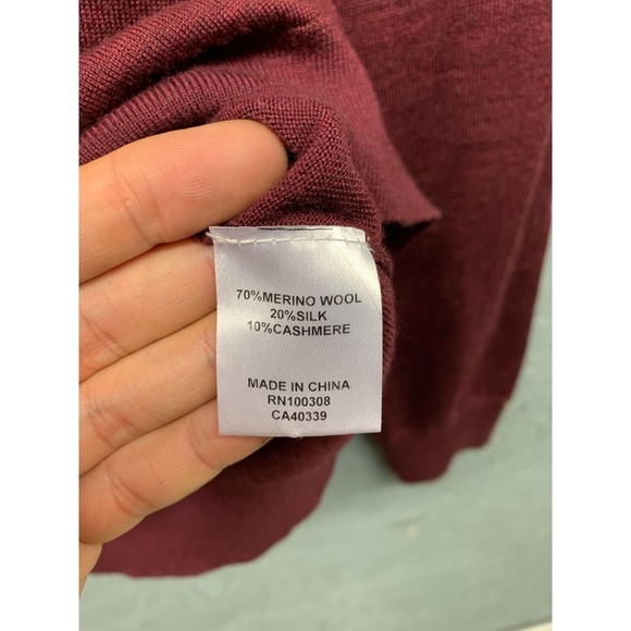 Peter Millar Men’s M Burgundy Merino Wool‎ Silk Cashmere Quarter Zip Sweater - Picture 6 of 9